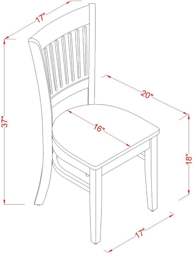 East West Furniture VAC-ESP-W Vancouver Kitchen Dining Chairs - Slat Back Wood Seat Chairs, Set of 2, Espresso