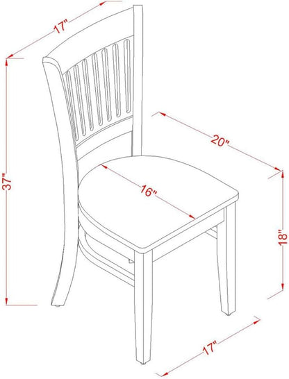 East West Furniture VAC-ESP-W Vancouver Kitchen Dining Chairs - Slat Back Wood Seat Chairs, Set of 2, Espresso