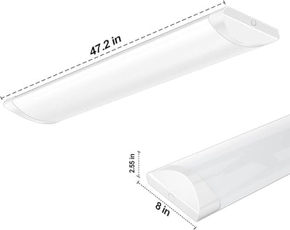 ANTLUX 4FT LED Wraparound Puff Lights, 50W/5500LM, 3 Color Temperature Dimmable LED Wrap Light, 4 Foot LED Flush Mount Ceiling Lights, 48 Inch LED Light Fixtures for Kitchen Laundry Office, White