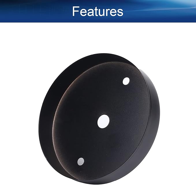 Bettomshin 1Pcs 3.94" x 0.79" (DiaxH) Iron Retro Ceiling Light Plate Chassis Disc Pendant Accessories Hardware Canopy Kit Ceiling Plate Black Tone
