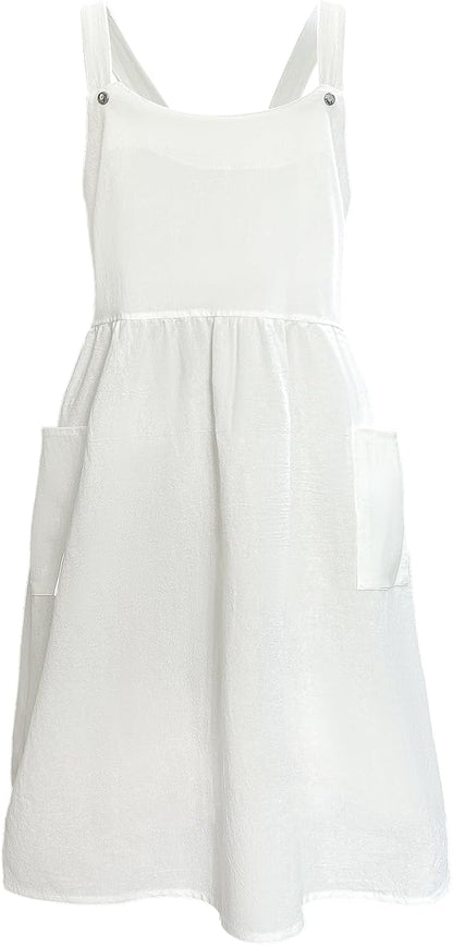 Cityelf Vintage White Apron Maid Pioneer Costume Victorian Style Cotton 50’s Ruffle Dress Apron with Long Ties and Pockets