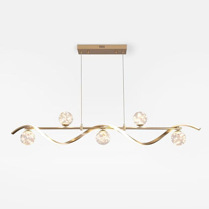 Island Lights for Kitchen, Modern Dining Room Light Fixture Linear Kitchen Island Lighting (6-Light Gold)