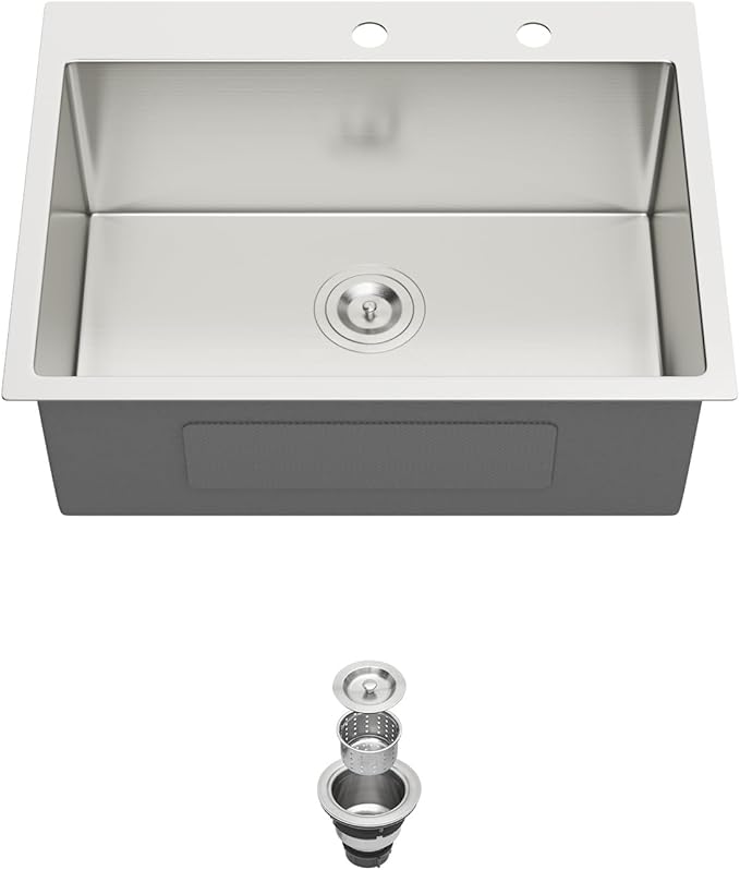 Drop In Bar Sink 24×18x9 Inch Kitchen Sink Drop In Stainless Steel Topmount Sinks 16 Gauge Single Bowl Topmount RV Sinks