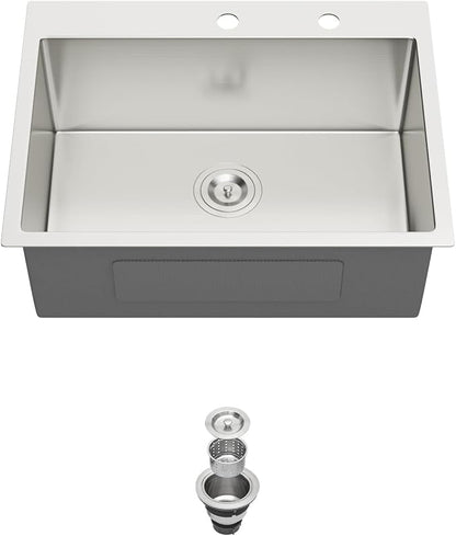Drop In Bar Sink 24×18x9 Inch Kitchen Sink Drop In Stainless Steel Topmount Sinks 16 Gauge Single Bowl Topmount RV Sinks