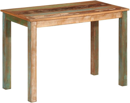 Reclaimed Wood Dining Table 43x22x30 in Multicolor Distressed Finish Small Kitchen Rectangular Table Rustic Solid Dining Room Furniture for Apartment Loft Studio