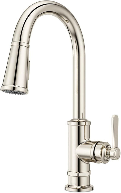 Pfister, GT529-TDD, Port Haven 1.8 GPM Deck Mounted Pull Down Kitchen Faucet, Polished Nickel