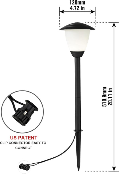 Low Voltage Pathway Lights LED Landscape Lights, 1.7W 12V, 3000K Warm White, IP65 Waterproof, ETL Listed, for Yard, Walkway, Garden, Black 6 Pack