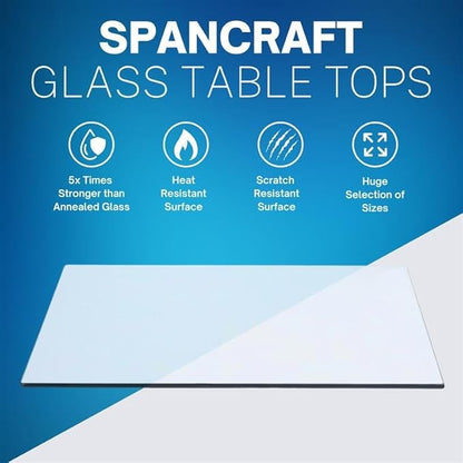 Spancraft 19" x 32" Rectangle Tempered Glass Table Top 3/8" Thick Flat Polish Edge and Touch Corners