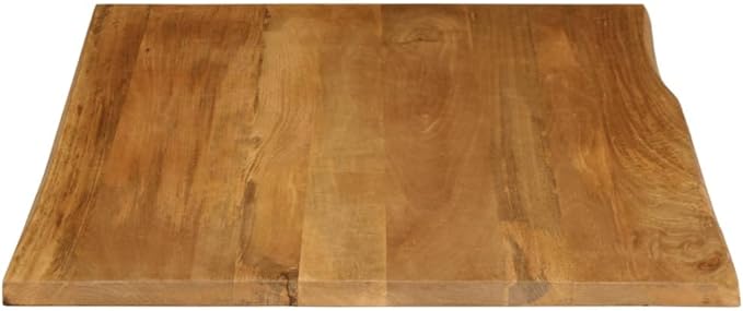 Solid Mango Wood Dining Table Top, 35.4 x 31.5 Inch Rectangular Live Edge Desk Surface, Stained Brown Finish Replacement Tabletop for Kitchen Restaurant Cafe