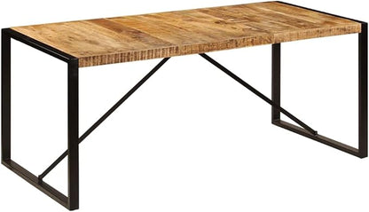 Industrial Solid Mango Wood Dining Table 71"x36" Brown Rectangle Kitchen Dining Room Seating 6 Assembly Required for Modern Homes