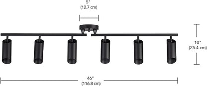 Globe Electric Foldable 6-Light Track Ceiling Light, Matte Black, Pivot Shades, GU10 Sockets