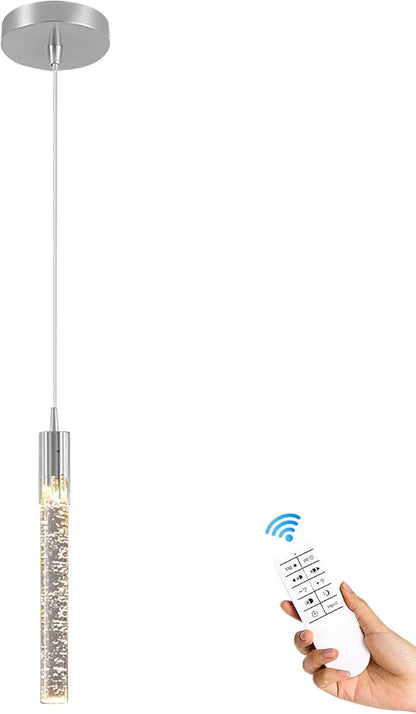 Flashing God 1 Light Mini Chrome Crystal Chandelier Modern LED Pendant Light for Kitchen Island Adjustable Hanging Light Fixture for Dinning Room Bedroom Dimmable 2700K 4500K 6000K