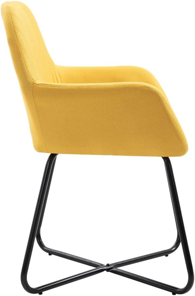 Dining Chairs Set of 2, Yellow Polyester Seat with Powder-Coated Steel Frame, 24 x 24 x 33.1 in, Ergonomic & Modern Accent Design for Dining Room, Kitchen, Living Room or Bedroom