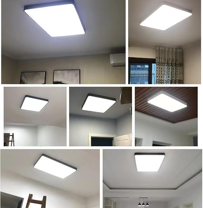LED Ceiling Light Fixture,16 * 24 Inch Modern Rectangle Recessed Ceiling Lights,48W 3000K-6000K Dimmable Light,Pink Close to Ceiling Lighting Flush Mount Living Room Bedroom Ceiling Lamp