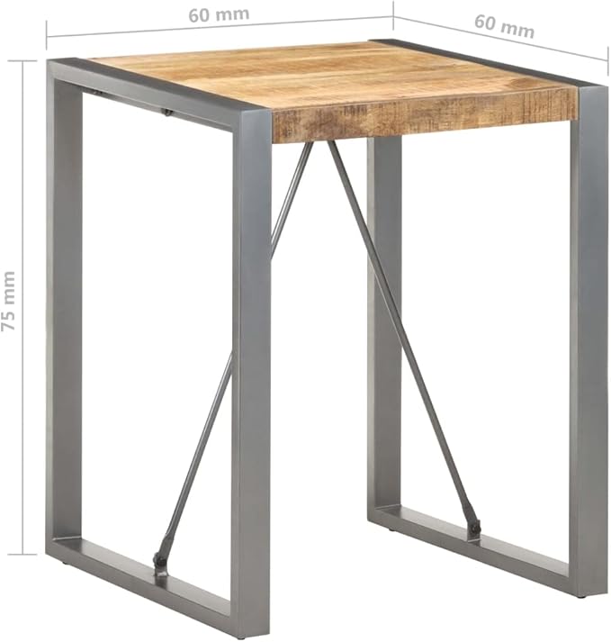 23.6 in Small Dining Table Solid Mango Wood Square Kitchen Table Industrial Style for 2 People Compact Dinner Table for Dining Room Studio Apartment
