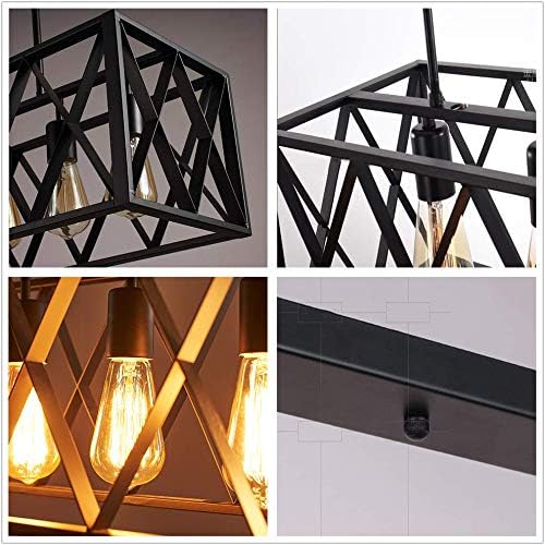 A Million Industrial Metal cage Pendant Vintage 6 Lights Black Kitchen Island Chandelier 31" for Kitchen Island Bar Farmhouse Living Room Bedroom, E26 Socket
