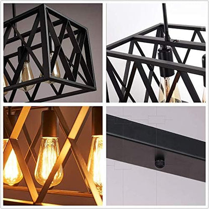 A Million Industrial Metal cage Pendant Vintage 6 Lights Black Kitchen Island Chandelier 31" for Kitchen Island Bar Farmhouse Living Room Bedroom, E26 Socket