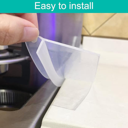 Stove Counter Gap Cover, 2PACK Kitchen Silicone Oven Gap Filler – 21 Inches Countertop Strips Gap Guard, Easy to Clean (Clear)