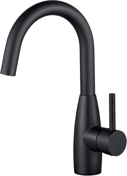 CREA Bar Sink Faucet, Sink Faucets Single Hole Black for Bathroom Kitchen Campers with Deck Plate Prep Wet Utility Small Mini Outdoor Vessel Farmhouse Vanity Lavatory