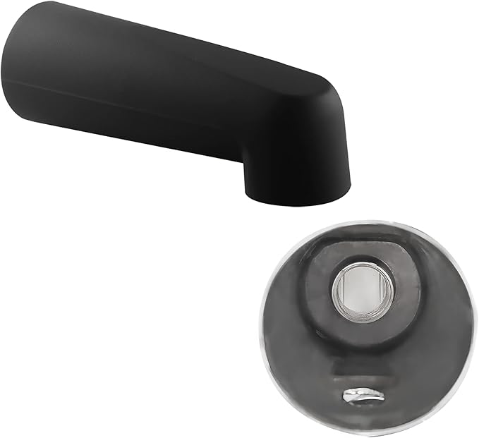 SENTO Black Metal Bathroom Tub Spout Without Diverter, Heavy Duty, 7 Inches 1/2'' IPS Inside Thread, Matte Black