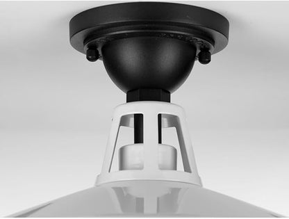 Progress Lighting Cedar Springs Collection 1-Light Farmhouse Outdoor Semi-Flush Mount Light White, 9.50x13.25x13.25