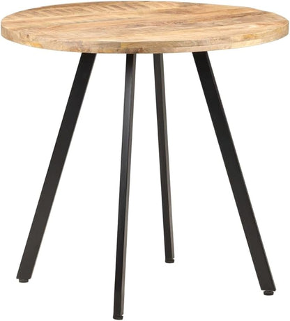 29.5-Inch Round Dining Table Natural Rough Mango Wood Top & Powder-Coated Iron Legs Small Dining Room Table Seats 4 Compact Modern Kitchen Island Table for Apartment and Home