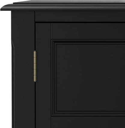 SIMPLIHOME Burlington Storage Cabinet - 30 inch Wide Solid Wood 2 Door Low Storage Unit in Black, Transitional Accent Cabinet for Living Room or Entryway with Adjustable Shelves
