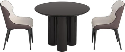 Miuuod 39.37" Black Round Dining Table Set, Mid Century Modern Round Dining Table for 4-6 Person for Kitchen Dining Room,Steel Legs, Coffee Table for Living Room,Office (1 Table with 2 Chairs)