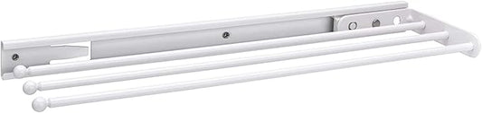 Rev-A-Shelf Under Sink Hand Towel Holder for Kitchen and Bathroom Cabinets, Pullout Extension Three Prong Wire Dish Rag Rack Hanger, White, 563-47