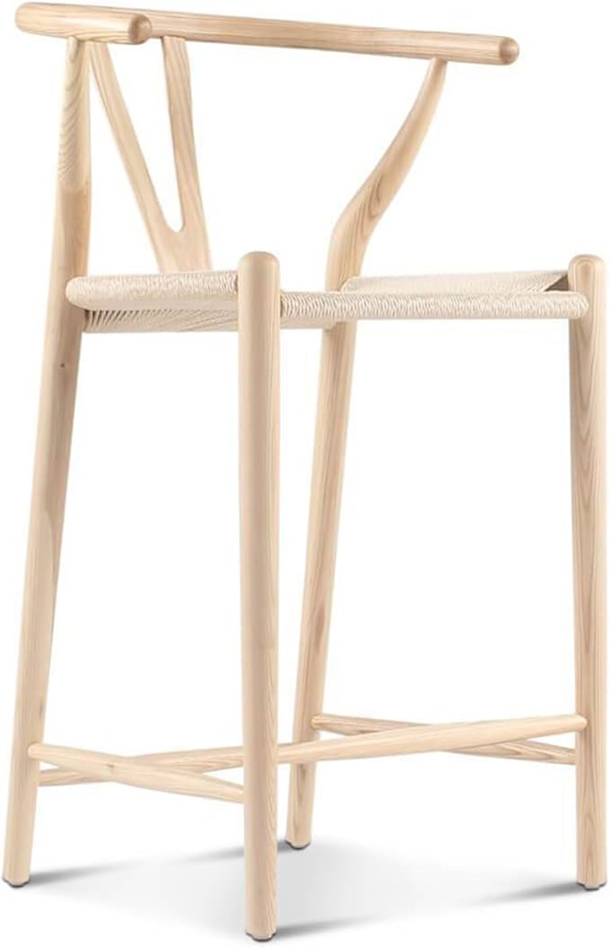Barstool,Weave Counter Height Bar Stools, Fully Assembled Rattan Bar Chairs for Kitchen Island,1pc,Natural