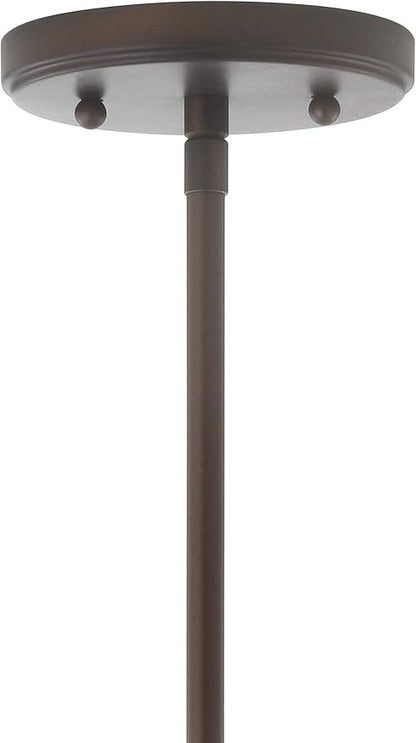 JONATHAN Y 9.5" Oil Rubbed Bronze Modern Schoolhouse LED Pendant Light Fixture, Adjustable Drop Metal Hanging Lamp with White Glass Shade for Kitchen Island, Dining Room, Foyer (JYL3517C)