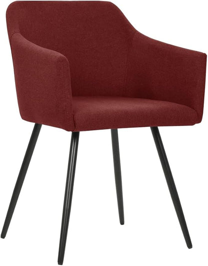 Dining Chair Set of 2 Wine Red Polyester Upholstered Modern Accent Chairs with Black Steel Frame 24.4x21.3x31.5 in for Dining Room Kitchen Living Room Comfortable Sillas de Comedor