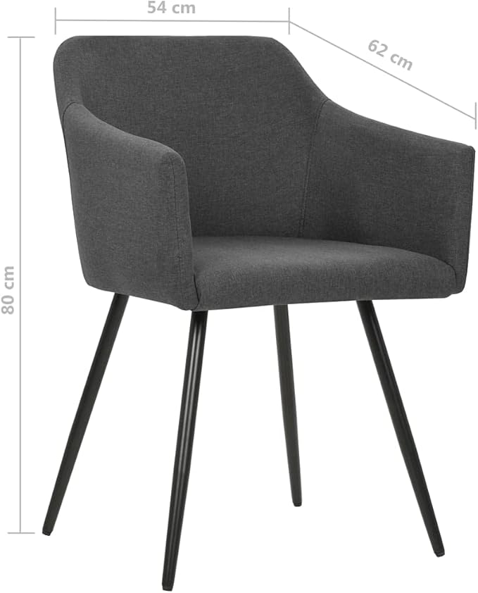 Set of 2 Modern Dining Chairs Dark Grey Upholstered 100% Polyester, 24.4x21.3x31.5 in Metal Frame Kitchen Accent Chairs for Dining Room Living Room Bedroom