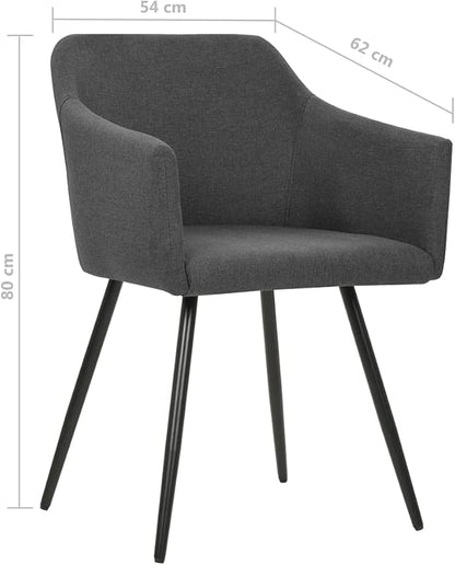 Set of 2 Modern Dining Chairs Dark Grey Upholstered 100% Polyester, 24.4x21.3x31.5 in Metal Frame Kitchen Accent Chairs for Dining Room Living Room Bedroom