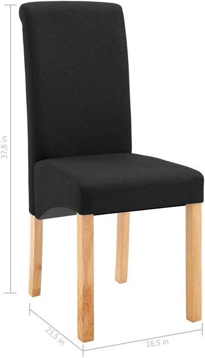 Modern Dining Chairs Set of 6 Black Fabric and Wood Frame for Kitchen Living Room, Comfortable Farmhouse Style Accent Chairs with Sturdy Construction