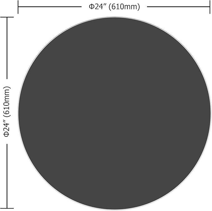 24 inch Round Glass Table Top - Black Tempered Glass Surface Protector - Safe 1/4" Thick Round Edge - Useful for Replacement,Dining Table, Patio, Coffee and End Table,Indoor & Outdoor