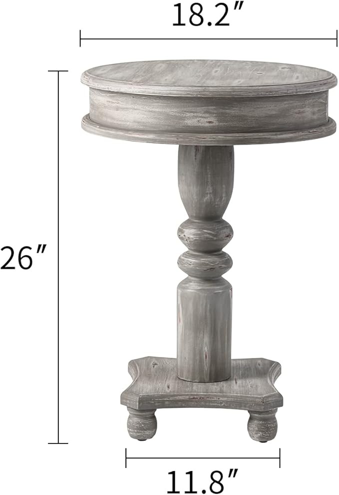 SUNBURY Set of 2 Round Side Tables, Small Drink Tables for Small Spaces, Modern Accent Nightstands with MDF Wood Legs for Living Room, Bedroom, Office, and Corners (Grey)