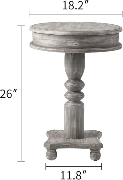 SUNBURY Set of 2 Round Side Tables, Small Drink Tables for Small Spaces, Modern Accent Nightstands with MDF Wood Legs for Living Room, Bedroom, Office, and Corners (Grey)