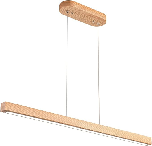 71" Wooden Linear Pendant Light LED Pendant Lights Dimmable Pool Table Island Lights Modern Linear Chandeliers for Dining Room Kitchen Ceiling Pendant Lamp for Kitchen Island Billiard Room Natural