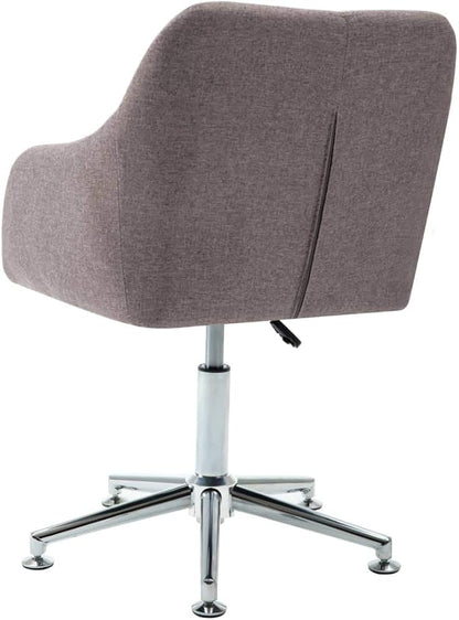 Swivel Dining Chair Taupe Fabric Upholstered Modern Accent Chair with Adjustable Height 360-Degree Rotation for Kitchen Living Room Bedroom Office Furniture