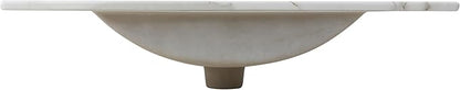 JONATHAN Y SNK1002C Ancillary 3-Hole 30 in. W x 18.25 in. D Classic Contemporary Rectangular Ceramic Single Sink Basin Vanity Top, White Marble Effect