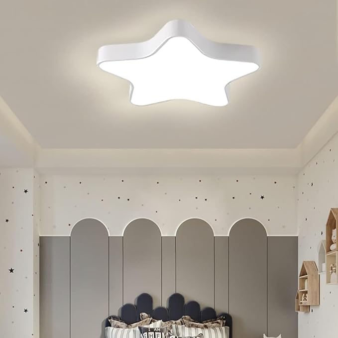 LED Ceiling Light Fixture, 20 Inch Modern Pentagram Recessed Ceiling Lights,3000K-6000K Dimmable Light, White 36W Close to The Ceiling Lighting Flush Mount Living Room Ceiling Lamp
