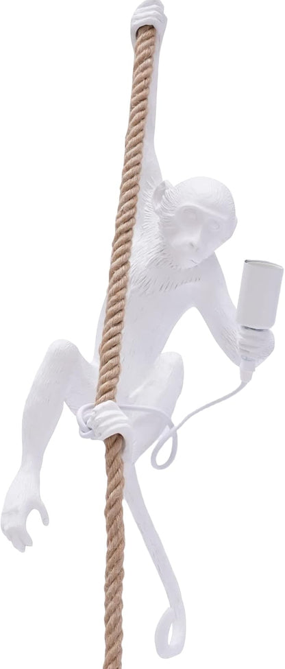 LOYALHEARTDY Vintage Monkey Pendant Light Chandelier Resin Hemp Rope Industrial Edison Ceiling Pendant Lamp Fixture E27 for Living Room Children's Kid's Bedroom Club Decoration