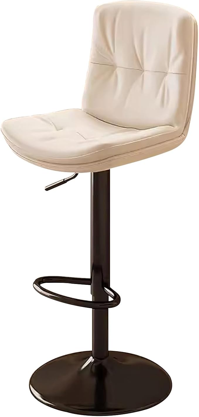 Counter Height s with Back, Faux Leather Adjustable Chairs for Kitchen Island,Beige-Black Leg