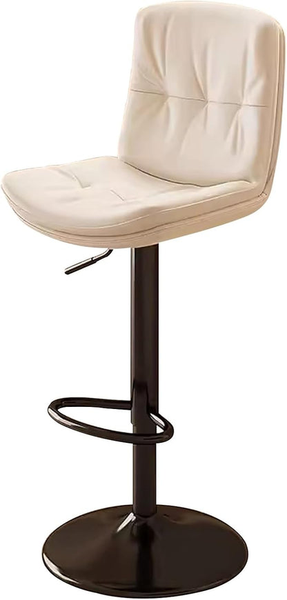 Counter Height s with Back, Faux Leather Adjustable Chairs for Kitchen Island,Beige-Black Leg