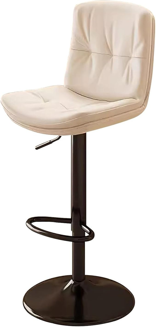 Counter Height s with Back, Faux Leather Adjustable Chairs for Kitchen Island,Beige-Black Leg