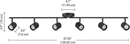 GLOBE Electric 64000167 47" 6-Light Foldable Track Lighting, Matte Black, Pivoting Track Heads, Ceiling Light, Home Improvement