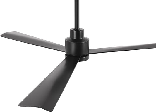 52" Black Ceiling Fan with Light and Remote, Modern 3-Blade DC Motor Ceiling Fan, Quiet Reversible Airflow, 6-Speed LED, Use for Bedroom Living Room Kitchen Indoor Use