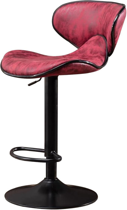 Counter Height Stools Faux Leather, Adjustable Swivel Kitchen Island Chair with Backs, Retro Chairs for Coffee Home Dinning,Red-Sitting Height 6280cm