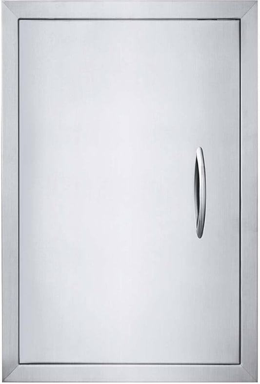 JIE JIN 17" W X 24" H Outdoor Kitchen Doors Single Door Thickened 304 Brushed Stainless Steel BBQ Access Door BBQ Island Doors Outdoor Kitchen Accessories Door for Outdoor Kitchen BBQ Island